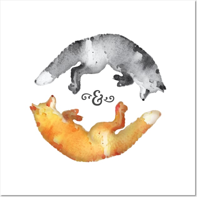 Watercolor Yin and Yang Fox Wall Art by VBleshka